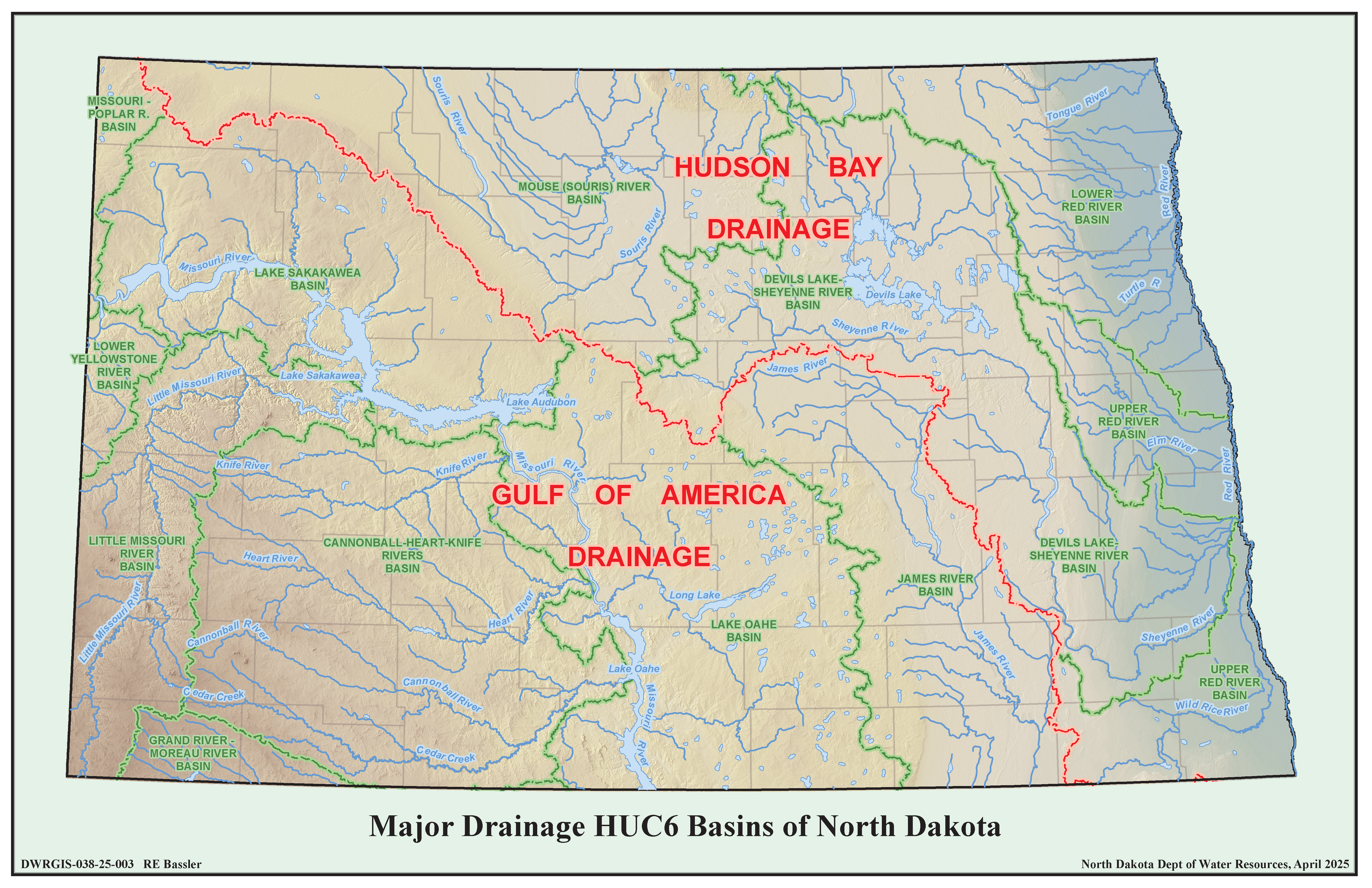 Major Drainage Basins of North Dakota Map Major Drainage Basins of North Dakota Map