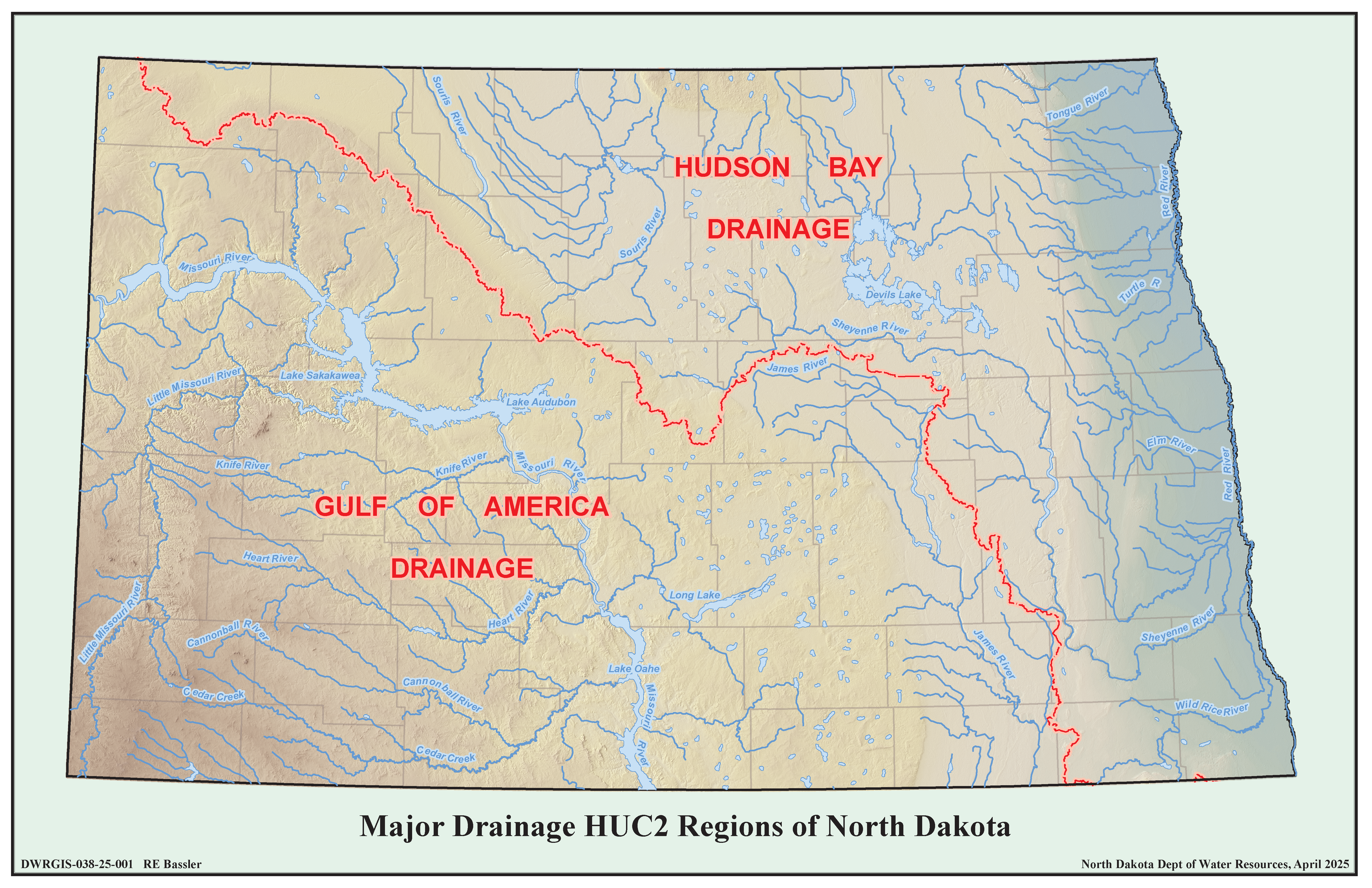 Major Drainage Regions of North Dakota Map Major Drainage Regions of North Dakota Map